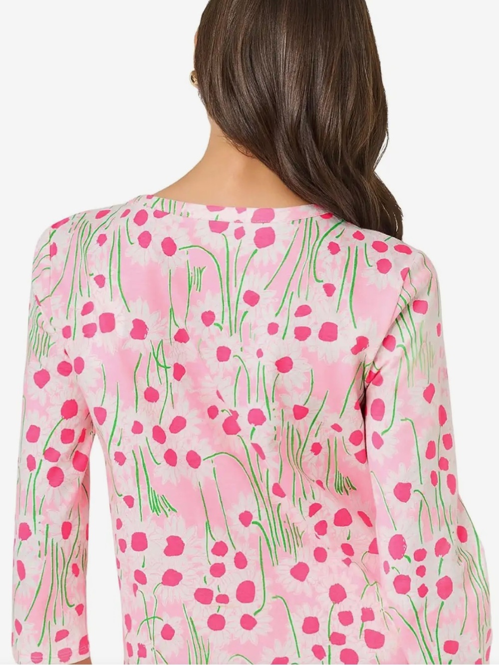 Lilly Pulitzer Clairmont Lace Trimmed Knit Top - Conch Shell Pink - Size M - Picture 2 of 8